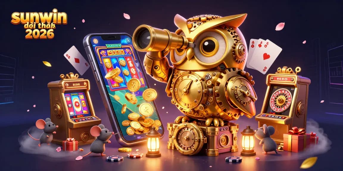 Spin and win with sunwin đổi thưởng 2026 in this vibrant 3D casino scene filled with excitement.