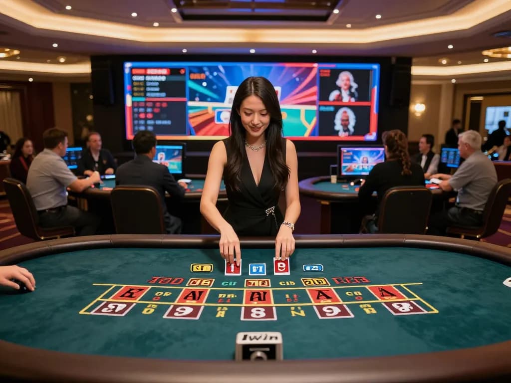Iwin live dealer baccarat scene showing players engaging in dynamic gameplay.