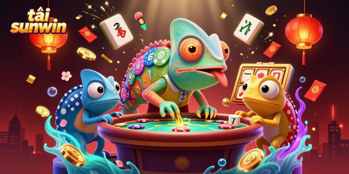 Experience thrilling gaming action with tải sunwin in a vibrant 3D casino scene filled with colorful elements.