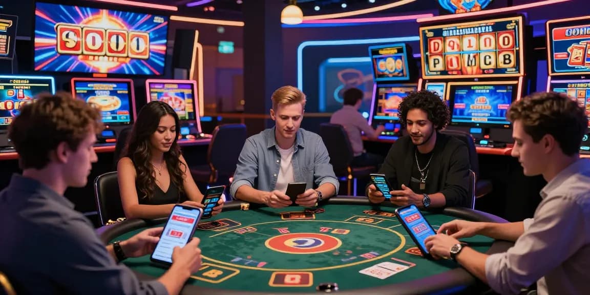 Players experiencing the excitement of the best new online casinos with vibrant mobile gaming scenes.