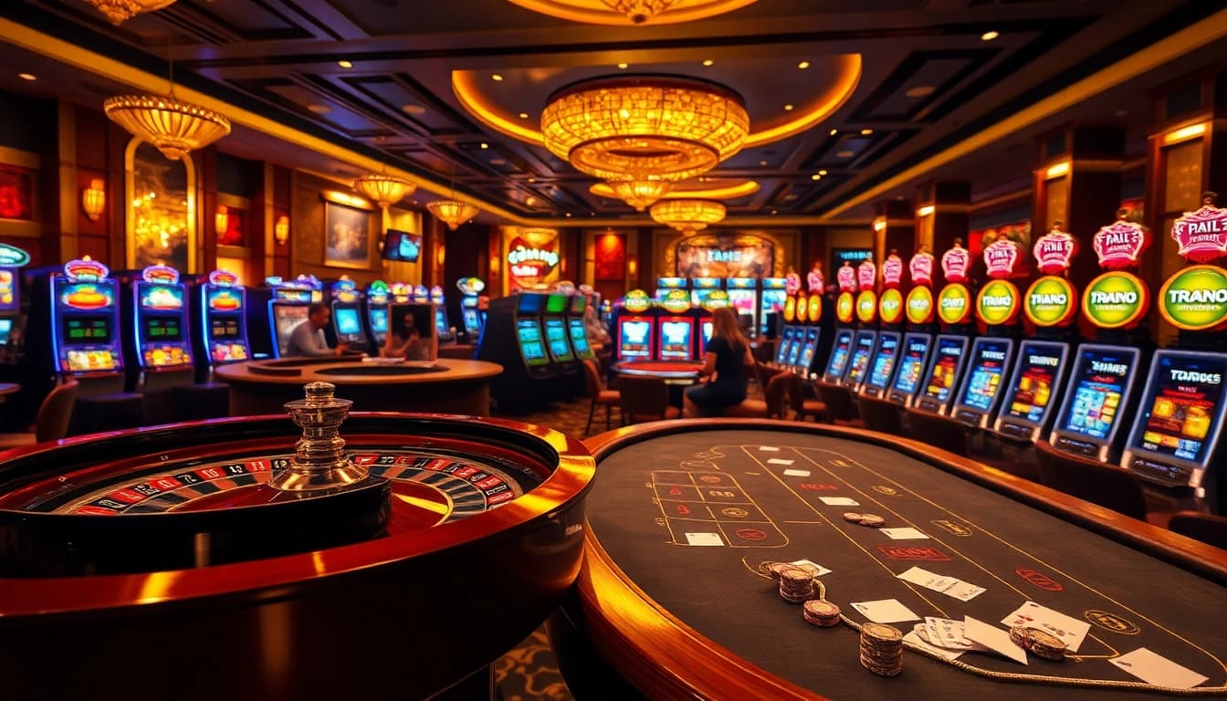 Casino excitement at TRANG CHỦ HBBET with vibrant tables and luxurious atmosphere.