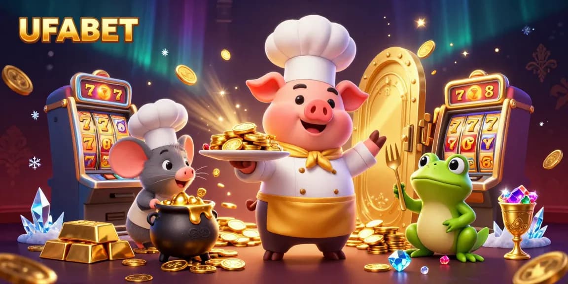 Engage in thrilling action at UFABET with vibrant slot machines, gold coins, and dynamic casino fun.