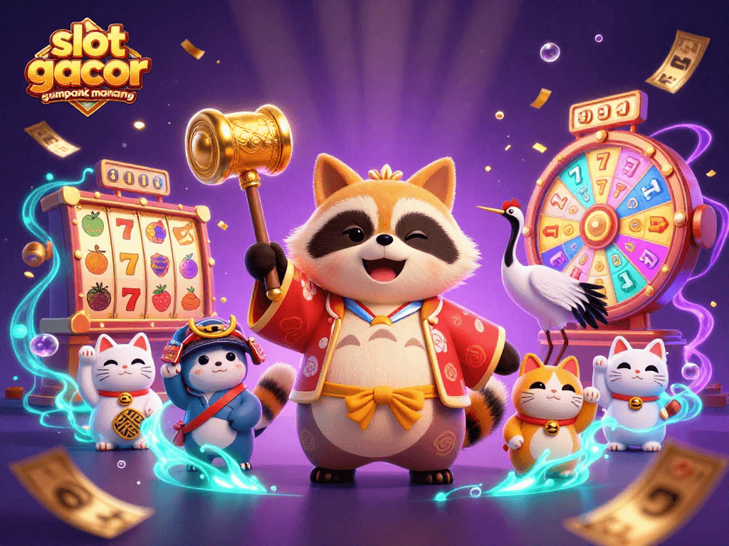 Win big with slot gacor gampang menang in a vibrant 3D casino illustration full of excitement.