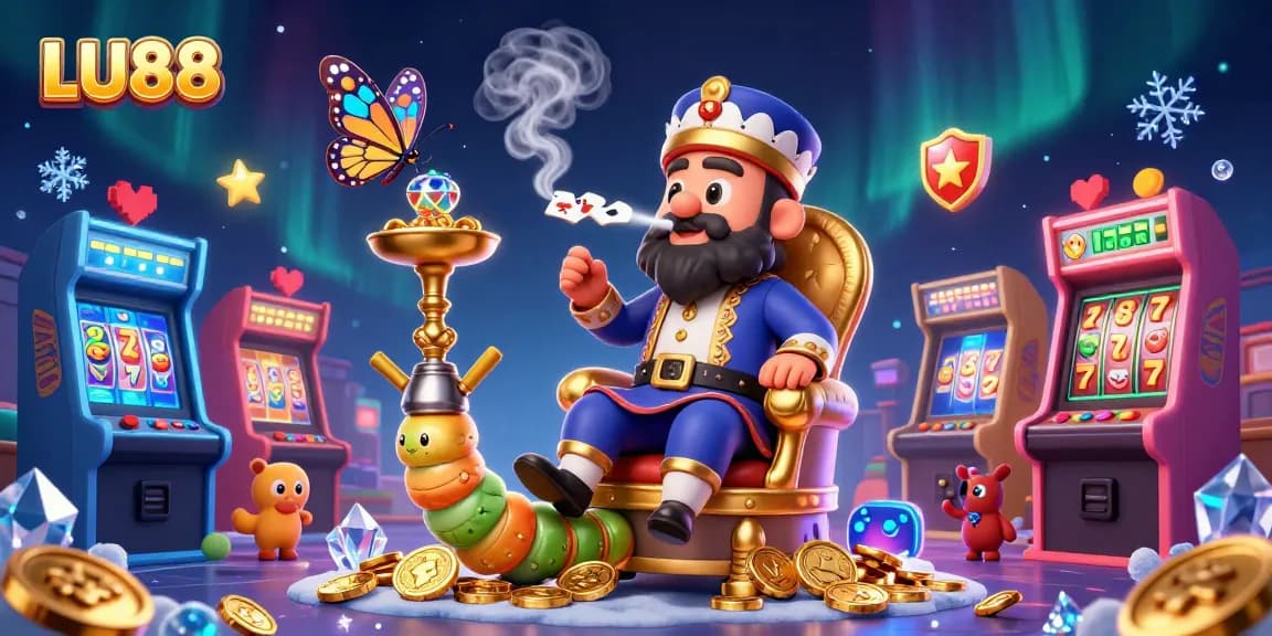 Engaging LU88 online casino scene with vibrant characters enjoying slots and games