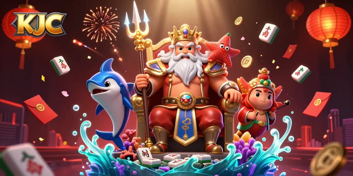 KJC players enjoying an engaging casino experience with vibrant game elements around lively characters.