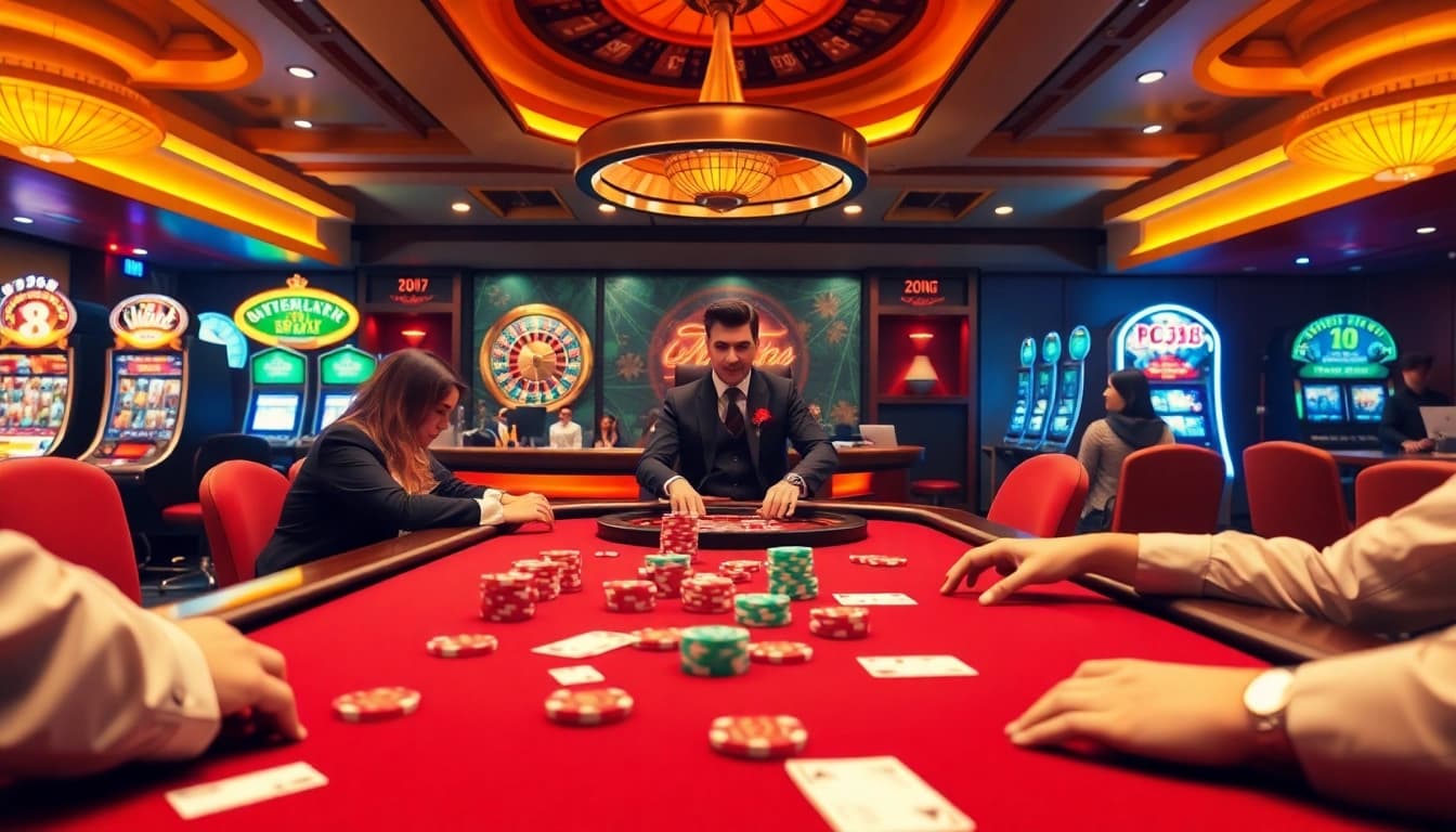 Engaging players at the PG88 poker table showcase high-energy gambling.