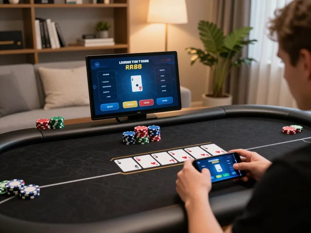 Experience strategic online poker gameplay at RR88 in a stylish home setting.