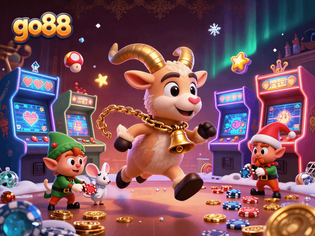 Win thrilling casino games at go88 with a spooky Krampus goat overseeing mischievous elf gremlins.