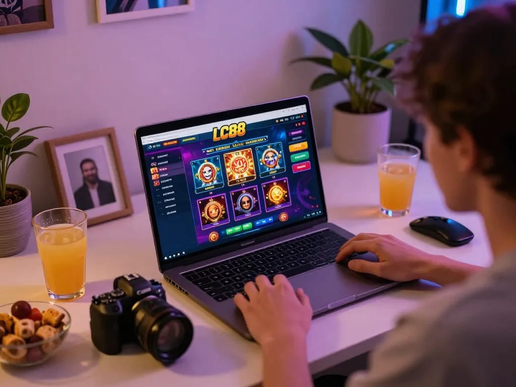 Engaging online gambling session at LC88 with vibrant visual elements and cozy atmosphere