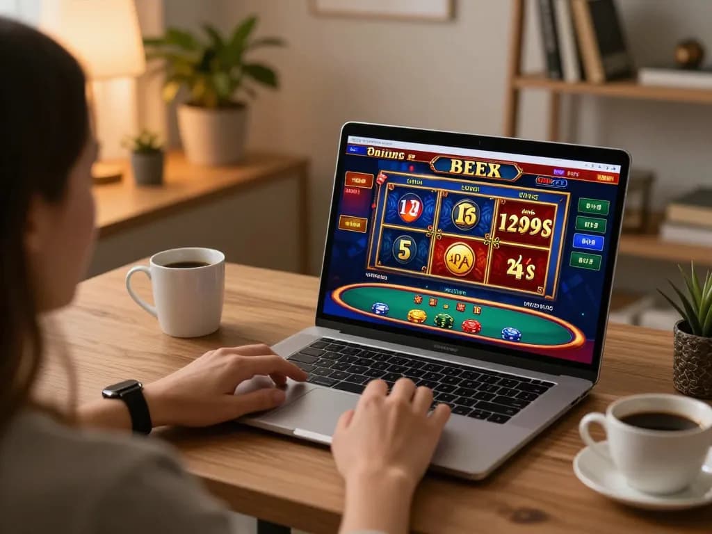 Nahu90 players engaging in online casino gaming on a laptop with immersive game interface