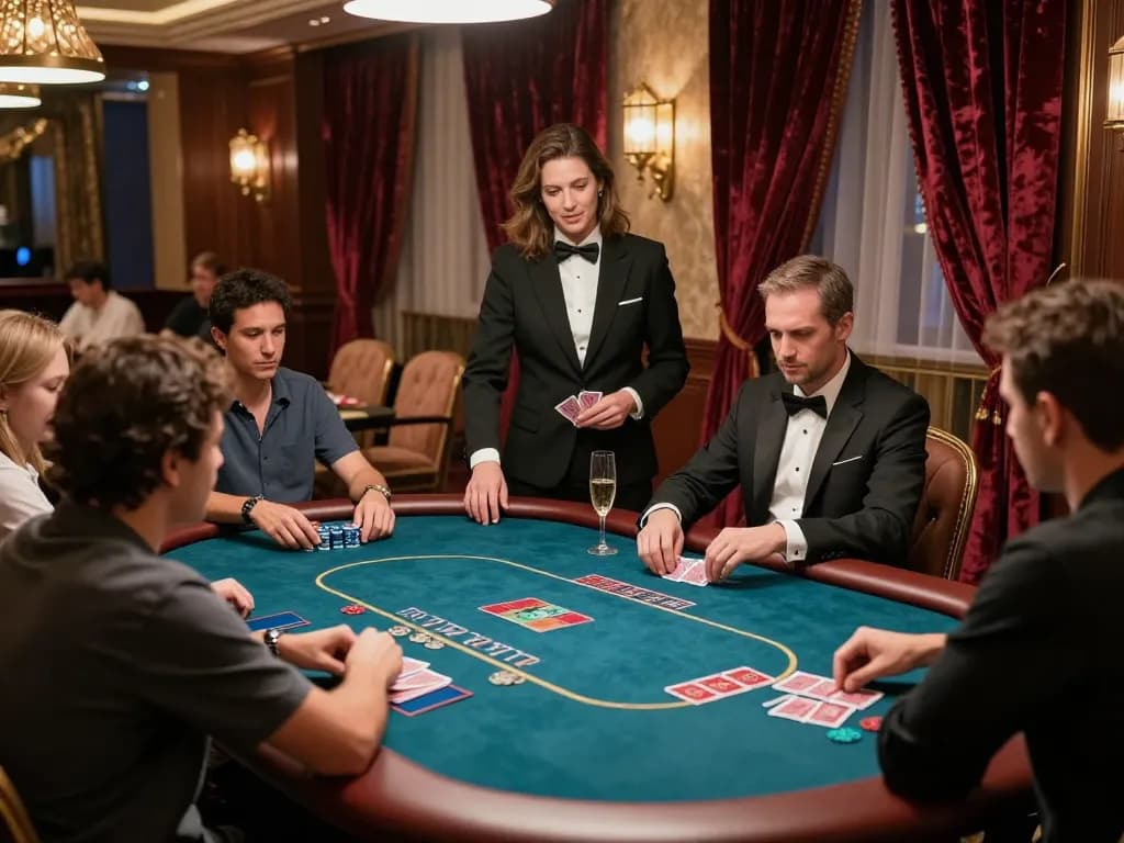 Players competing at LV88 poker table in a luxurious casino VIP area with elegant decor.