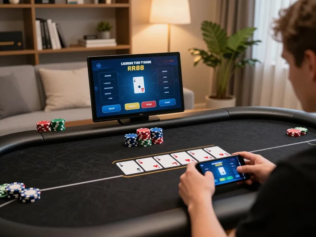 Experience strategic online poker gameplay at RR88 in a stylish home setting.