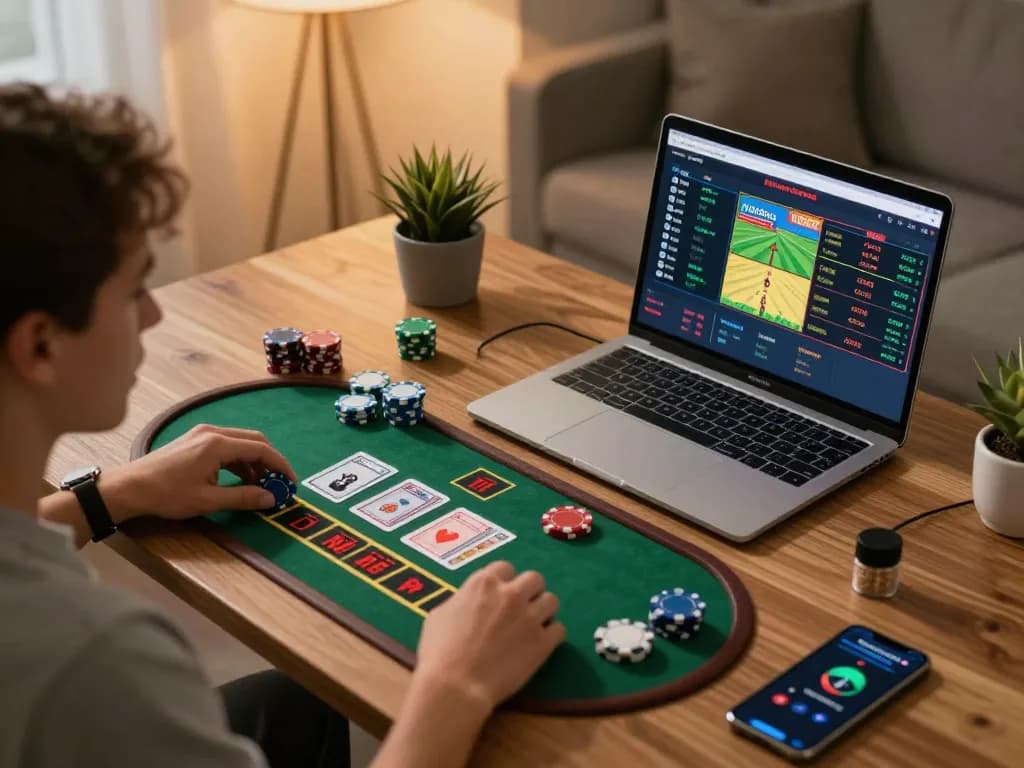 Player experiencing dynamic online gaming at webnk88 through live dealer blackjack and sports betting app.