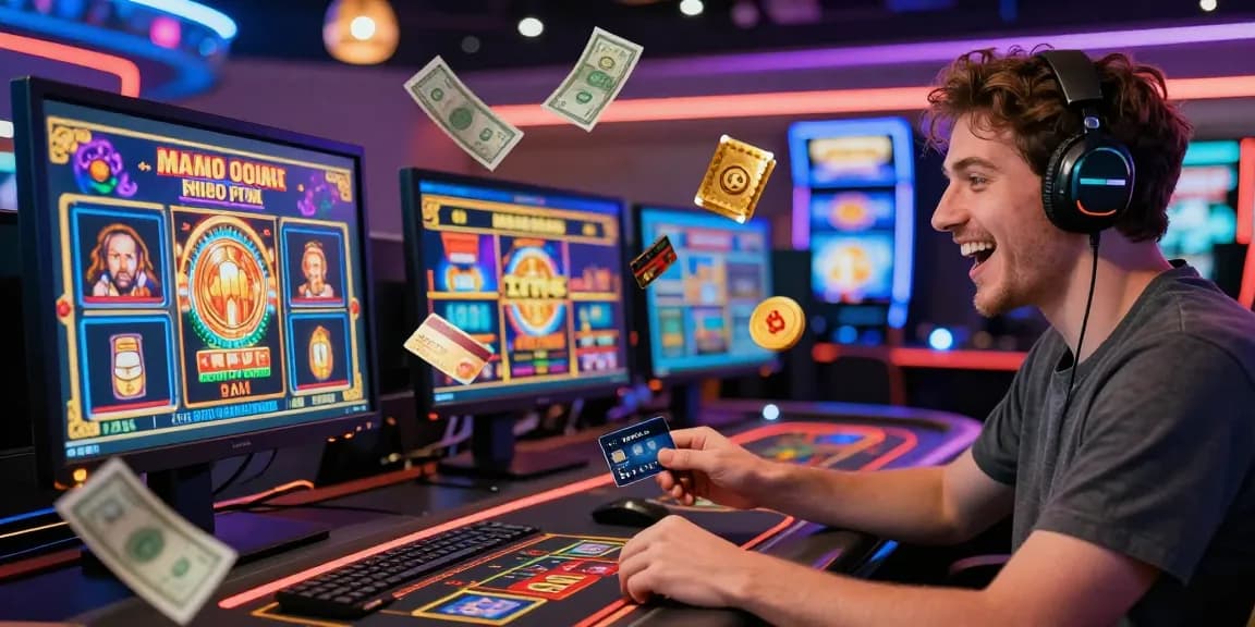 Exciting online gaming space at https://being-there.org.uk with credit card transactions and vibrant slot games.
