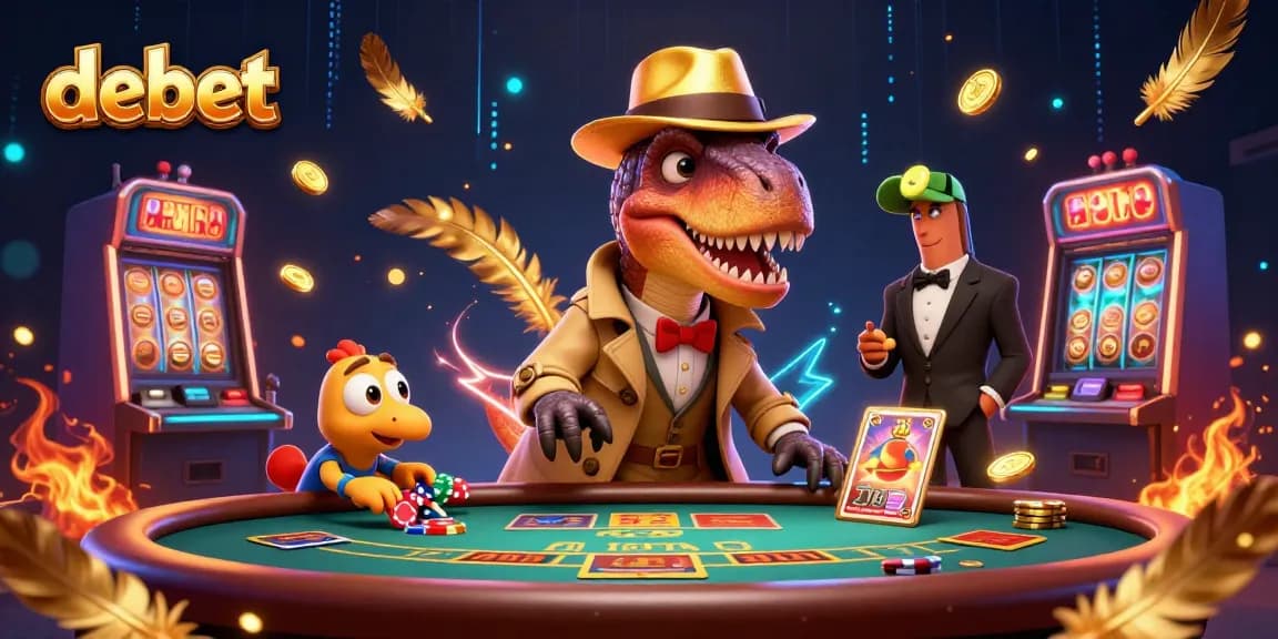 Experience thrilling casino action with debet where cartoon velociraptors engage in Blackjack with vibrant animations.