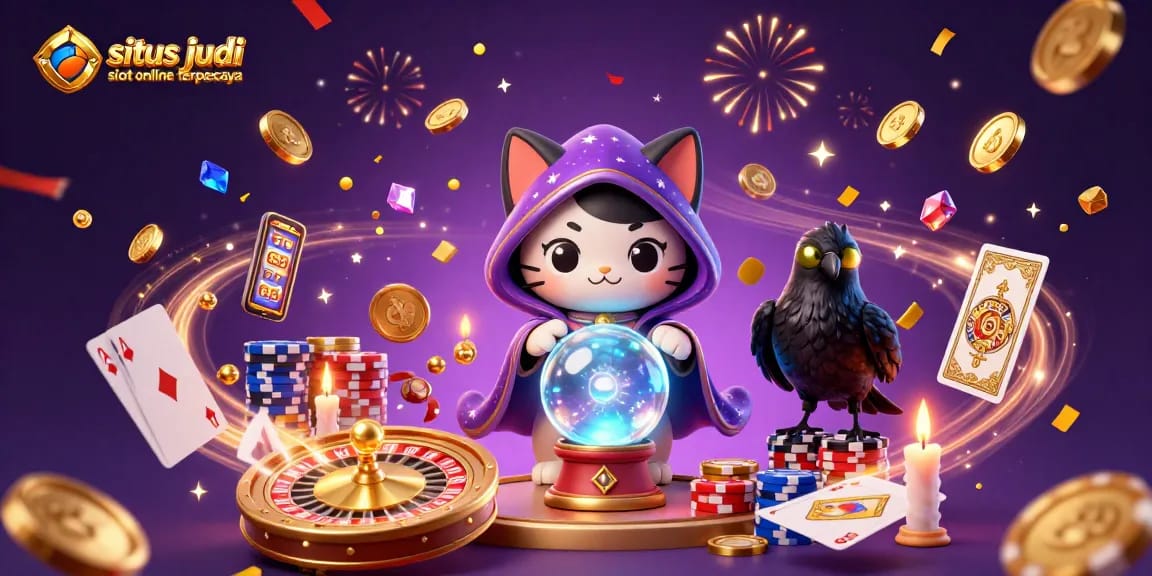 Spin for winnings at situs judi slot online terpercaya with vibrant casino elements and engaging characters.