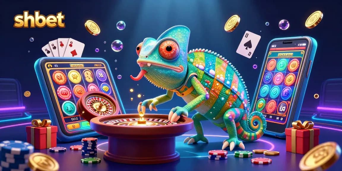 shbet offers thrilling casino experiences with a vibrant chameleon owner amidst exciting betting elements and jackpot excitement.
