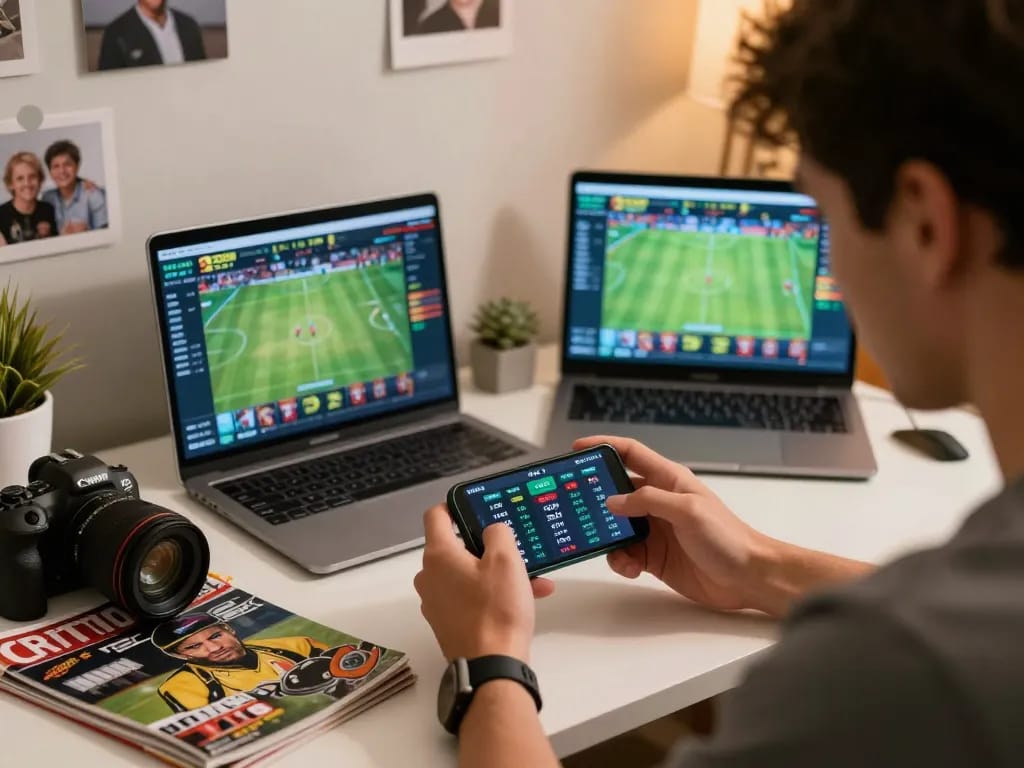 Engaging mobile sports betting experience with dash88 odds displayed on smartphone in cozy home setting