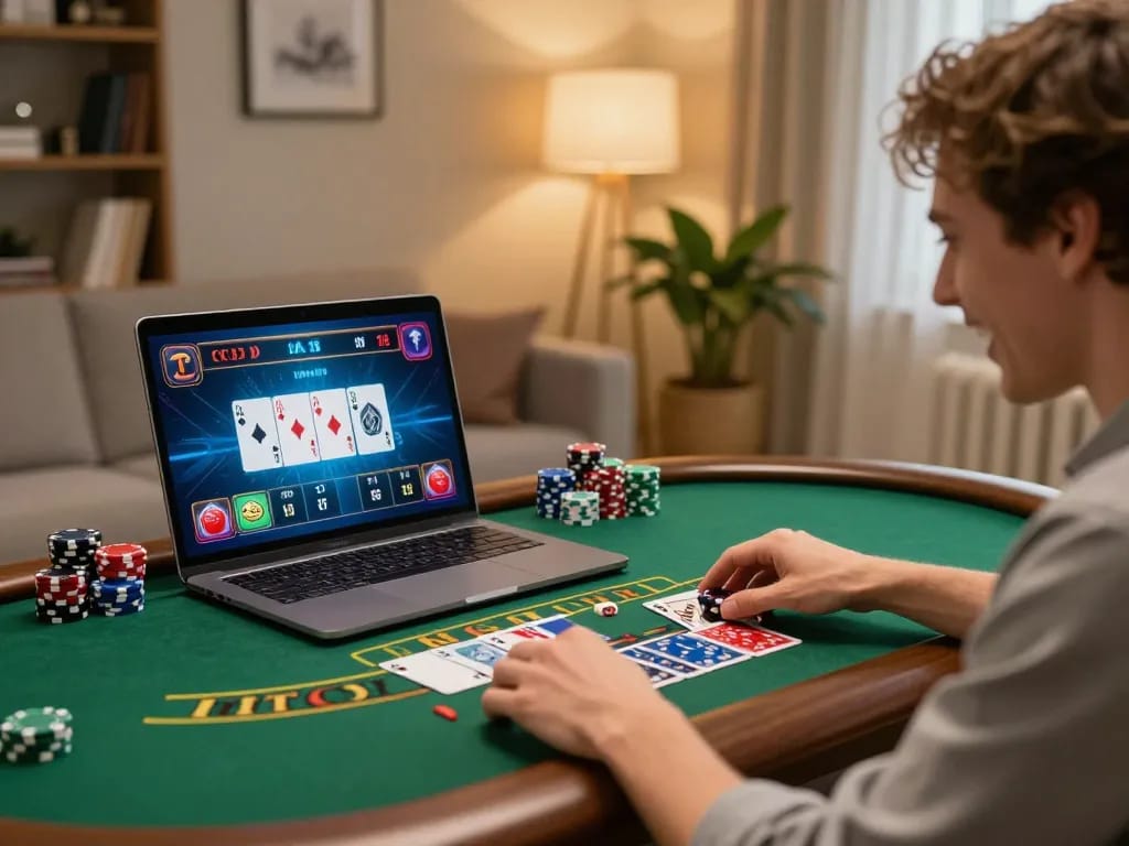 Player engaged in an online game at hz88, focused on blackjack strategy and gameplay.