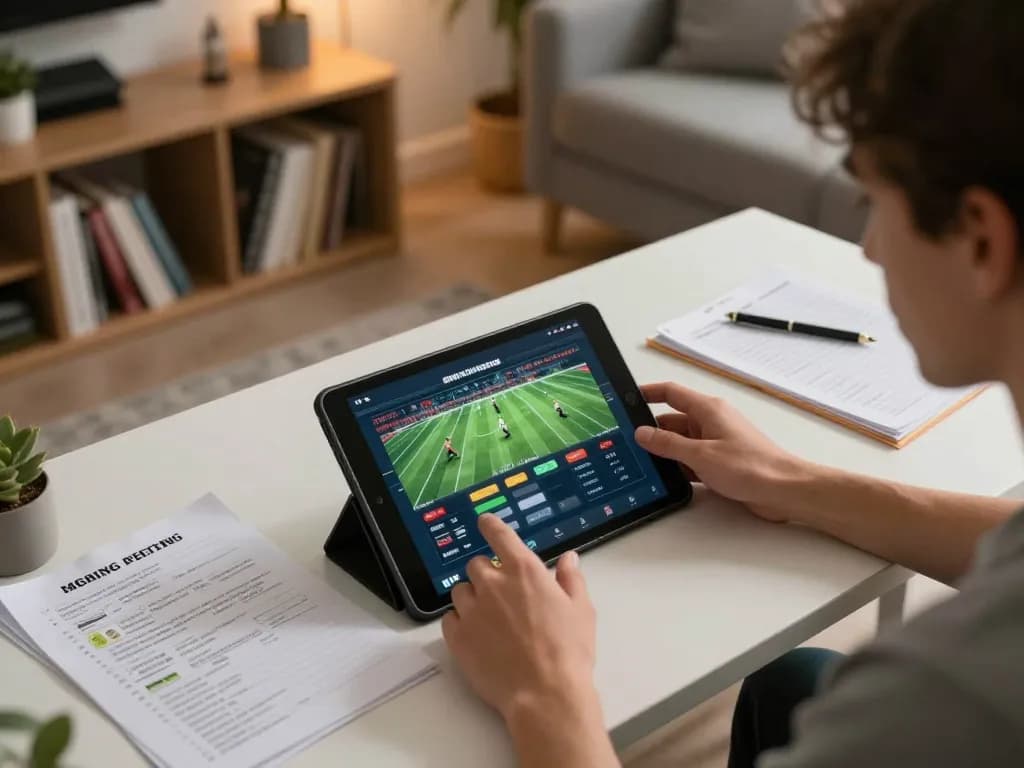 Kèo nhà cái 88 displayed on a tablet screen as a user engages with sports betting strategies in a cozy home setting