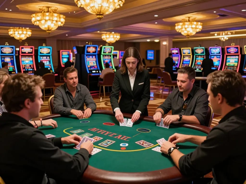 Players at a blackjack table experiencing the thrill of XX88 gaming with professional dealers.