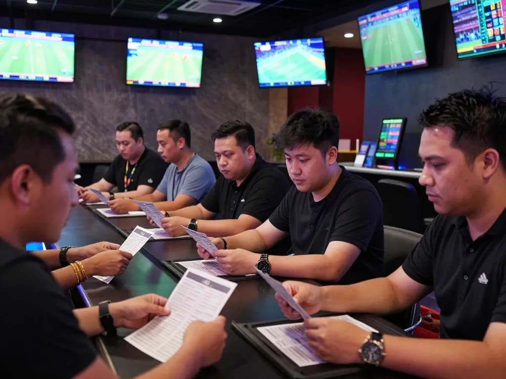 Interactive sports betting experience featuring dynamic odds and passionate bettors focusing on kèo nhà cái.