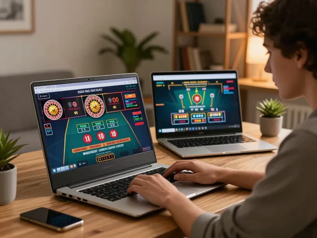 Engaging in online blackjack action at goldleafrestaurant gaming setup