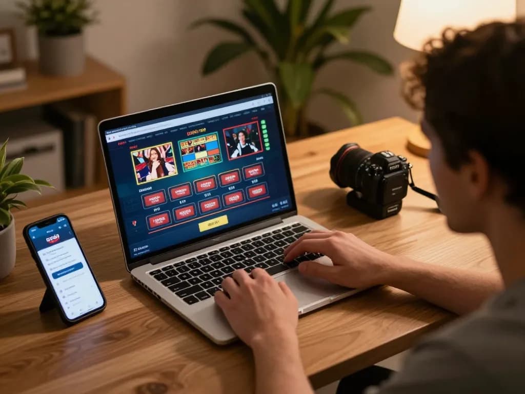 Engaging online gaming session at go89 with a player using a laptop to access live casino games.
