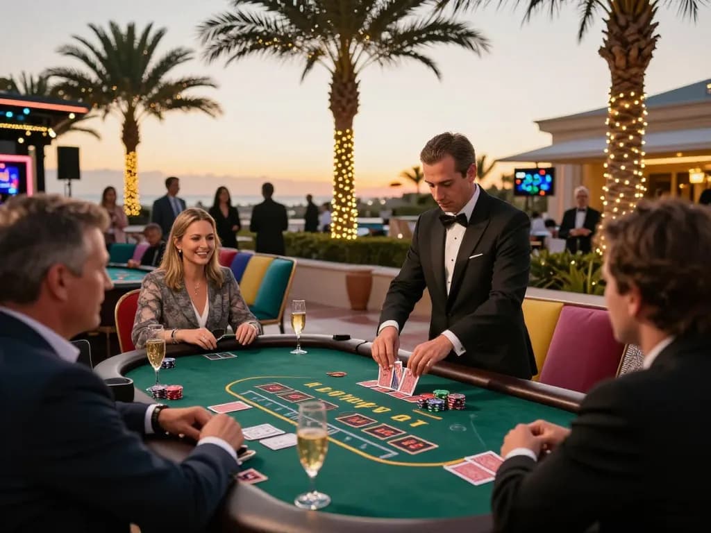 Players engaging at a high-stakes blackjack table at 888New casino, showcasing sophisticated atmosphere and gameplay