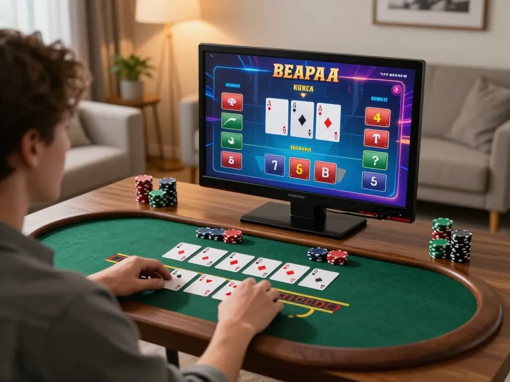 Play blackjack online at luck88com with a vibrant gaming setup and engaging atmosphere.