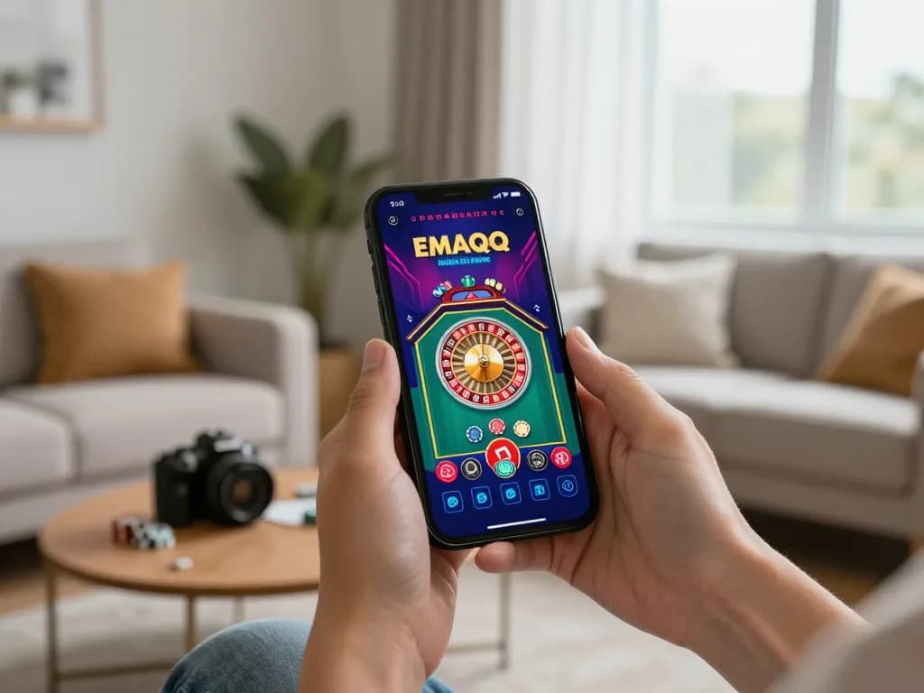 Kegembiraan terungkap saat pengguna mengalami permainan seluler EMAQQ di smartphone mereka, menampilkan aksi kasino yang menarik di doubstourismeleblogpro.
