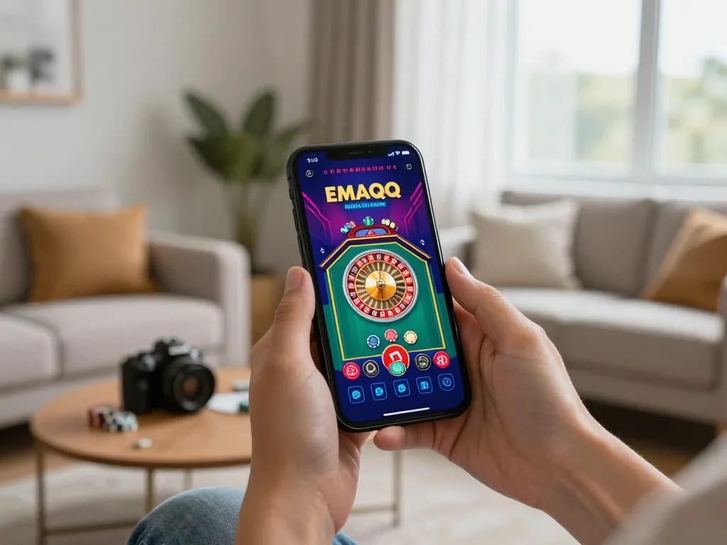 Kegembiraan terungkap saat pengguna mengalami permainan seluler EMAQQ di smartphone mereka, menampilkan aksi kasino yang menarik di doubstourismeleblogpro.