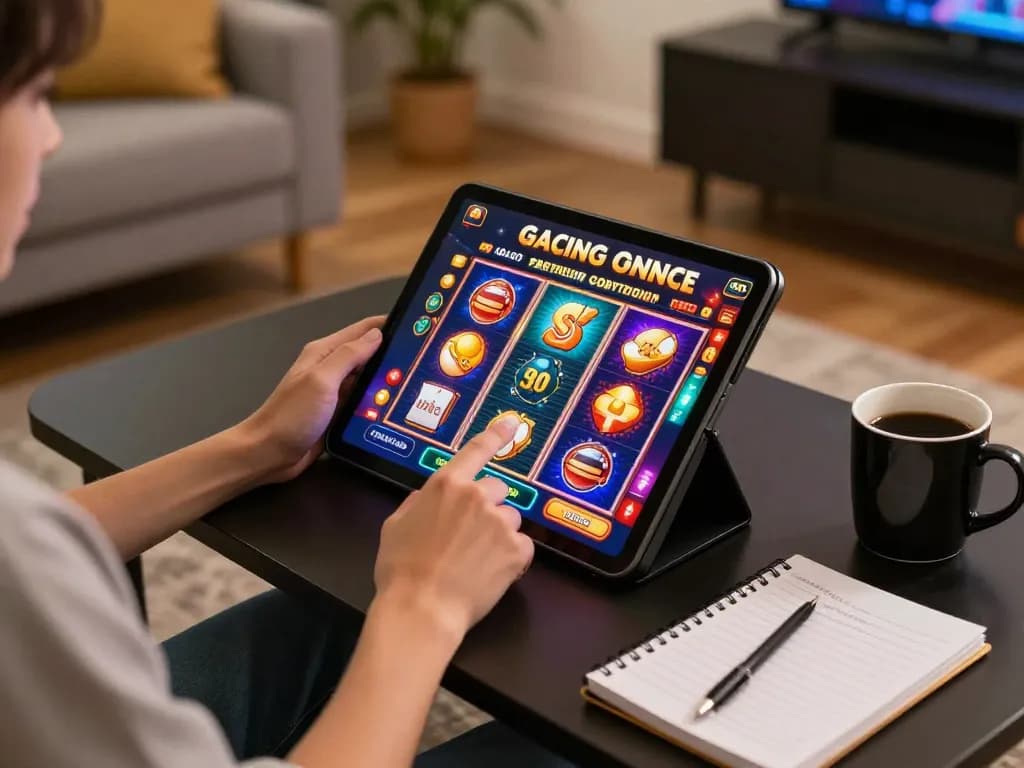 Slot gacor ditampilkan di tablet dalam pengaturan permainan rumah yang nyaman untuk meningkatkan pengalaman pemain.
