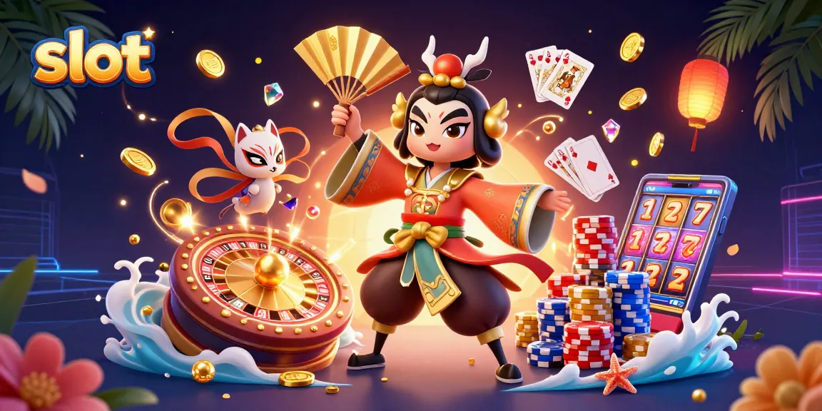 Experience thrilling slot gameplay with captivating characters, golden coins, and vibrant casino elements.