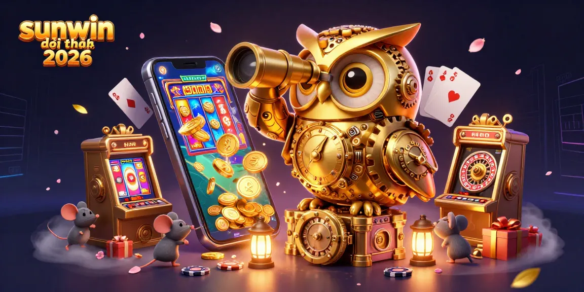 Spin and win with sunwin đổi thưởng 2026 in this vibrant 3D casino scene filled with excitement.