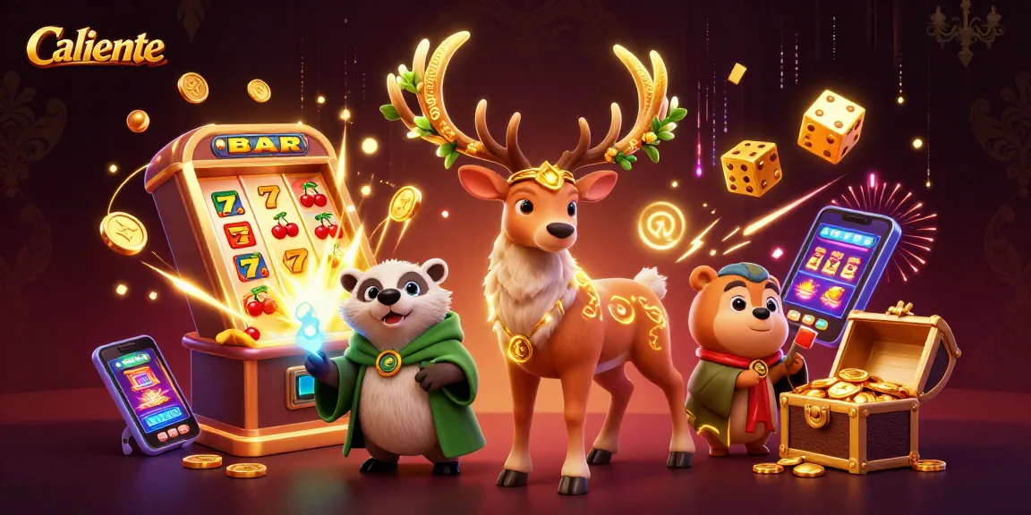 Engage in thrilling slots action at Caliente with luminous spirits and vibrant casino elements.