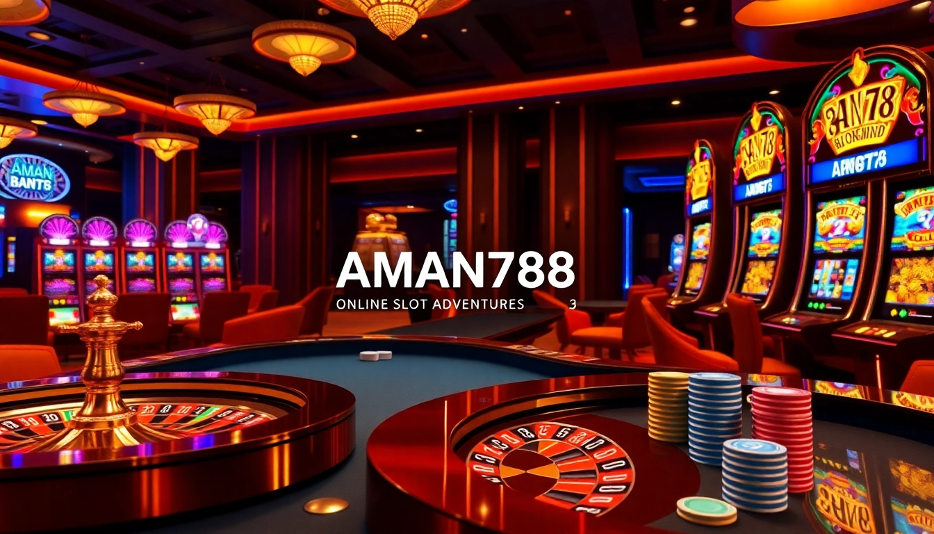Putar untuk menang dengan aman788 di meja kasino yang memukau, dipenuhi dengan cahaya cerah dan permainan.