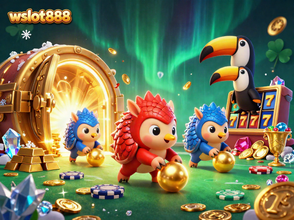Slot gacor yang penuh keseruan bersama wslot888 dengan pangolin dan uang emas.
