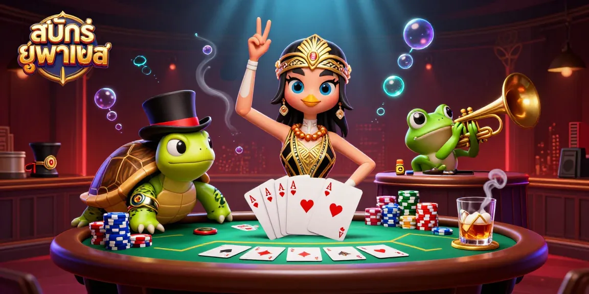 Join the excitement of สมัครยูฟ่าเบท with vibrant 3D illustration showcasing gambling action and characters.