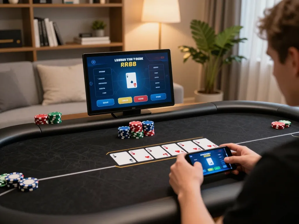Experience strategic online poker gameplay at RR88 in a stylish home setting.