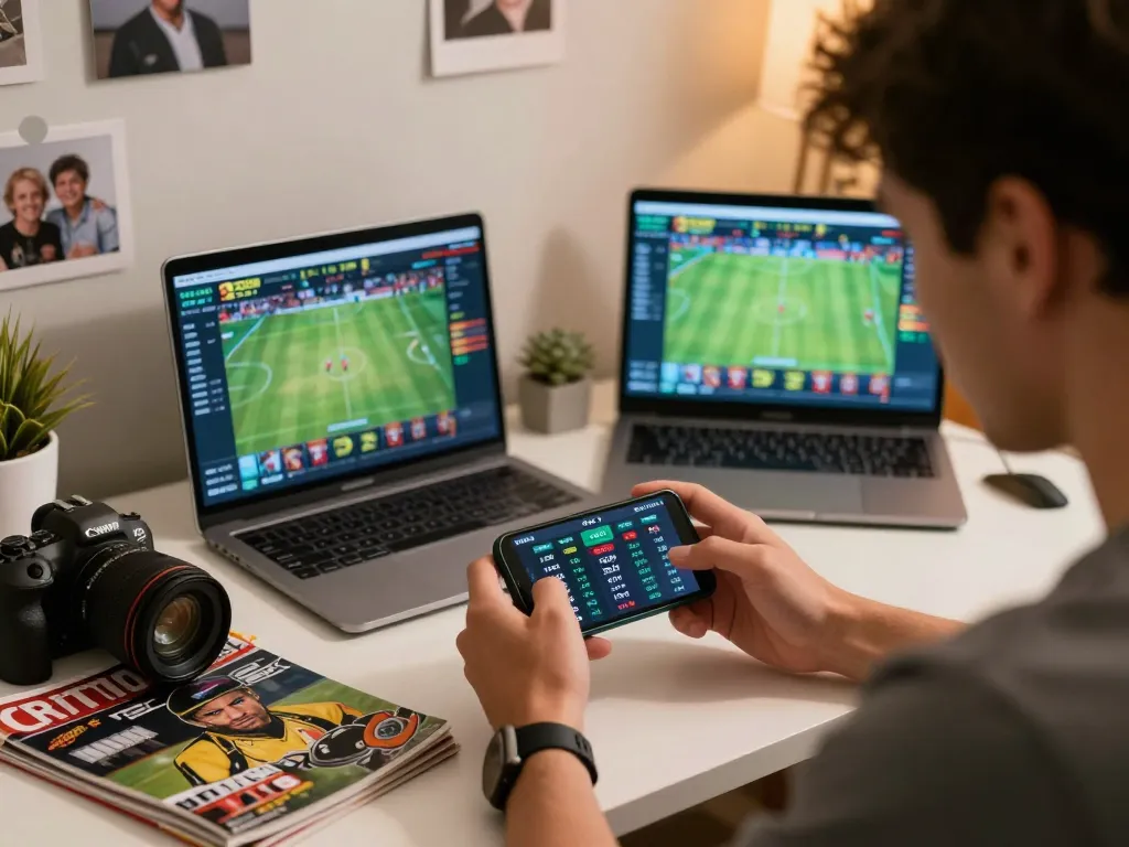 Engaging mobile sports betting experience with dash88 odds displayed on smartphone in cozy home setting