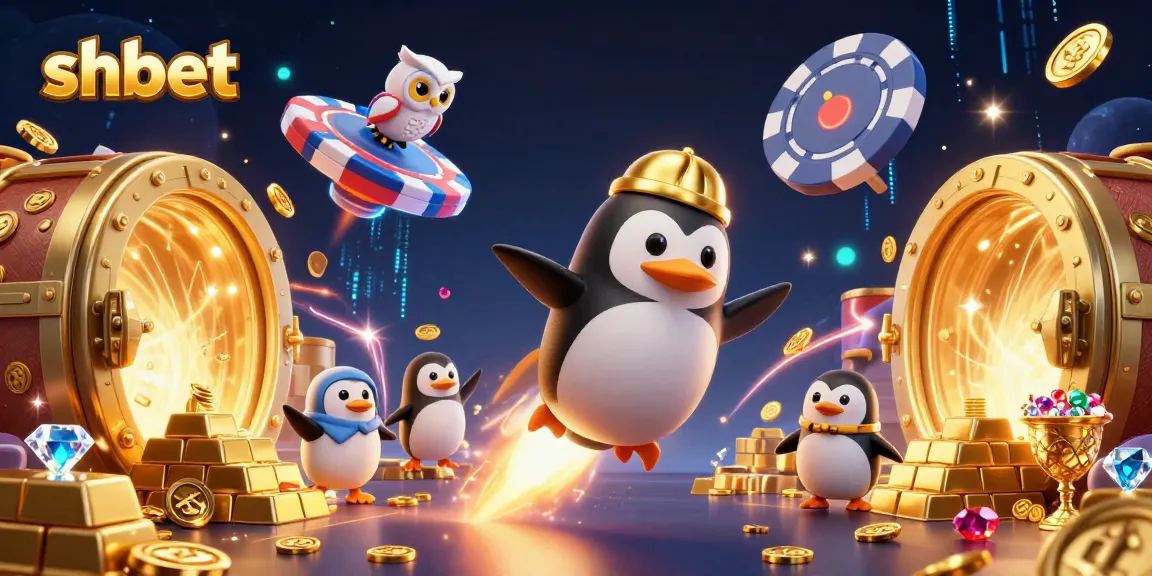 Experience vibrant action in shbet as a rocket-powered penguin blasts off toward a vibrant casino.