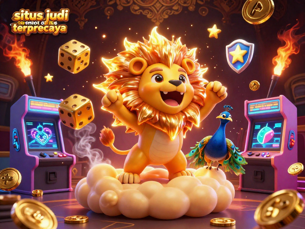 Engage in excitement with this artistic depiction of situs judi slot online terpercaya, showcasing dynamic casino elements and vibrant characters.