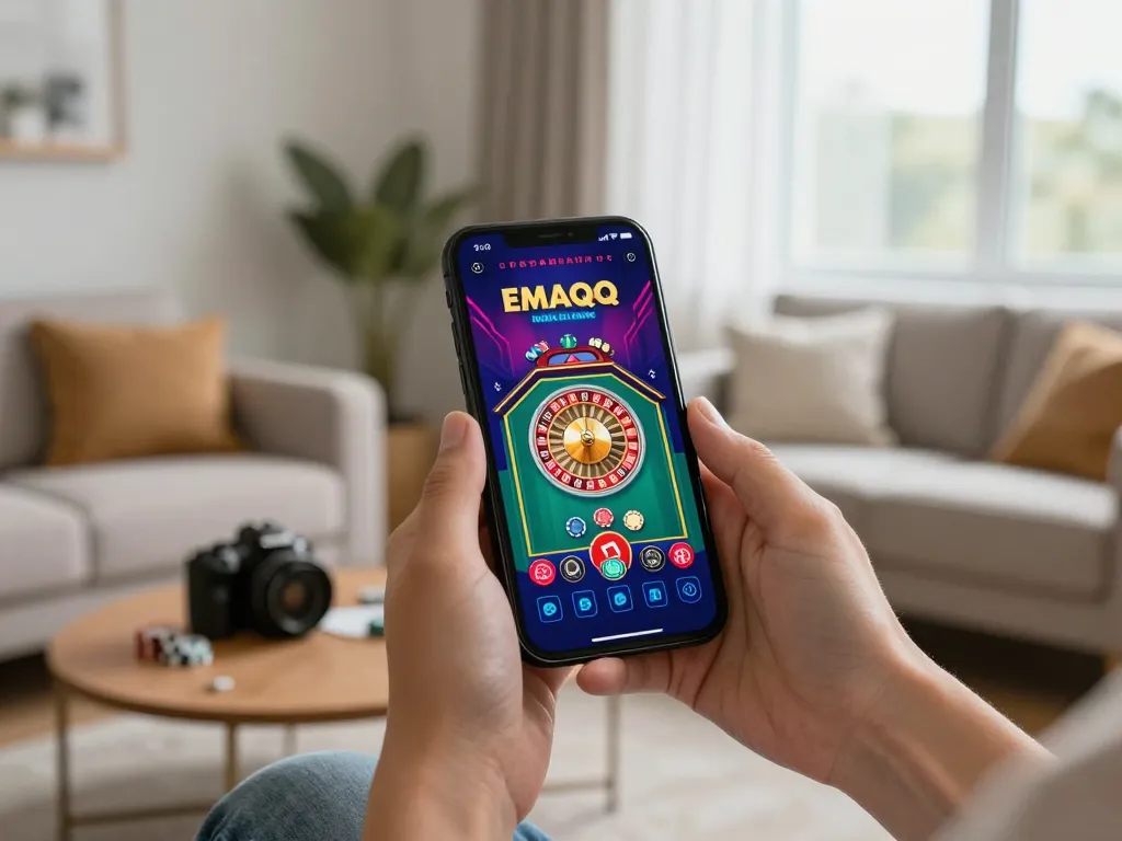 Kegembiraan terungkap saat pengguna mengalami permainan seluler EMAQQ di smartphone mereka, menampilkan aksi kasino yang menarik di doubstourismeleblogpro.