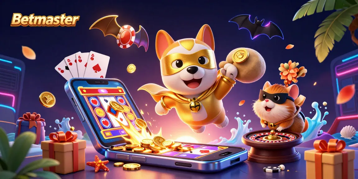 Experience thrilling wins with Betmaster in this vibrant casino adventure illustration featuring a superhero dog.