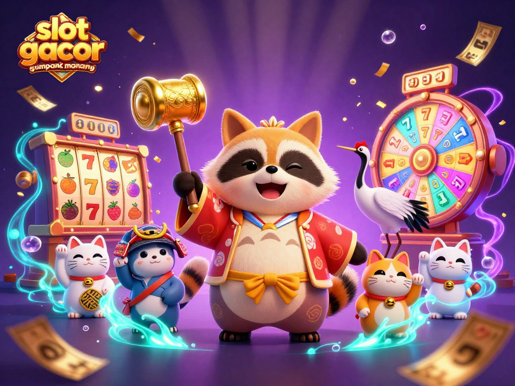 Win big with slot gacor gampang menang in a vibrant 3D casino illustration full of excitement.