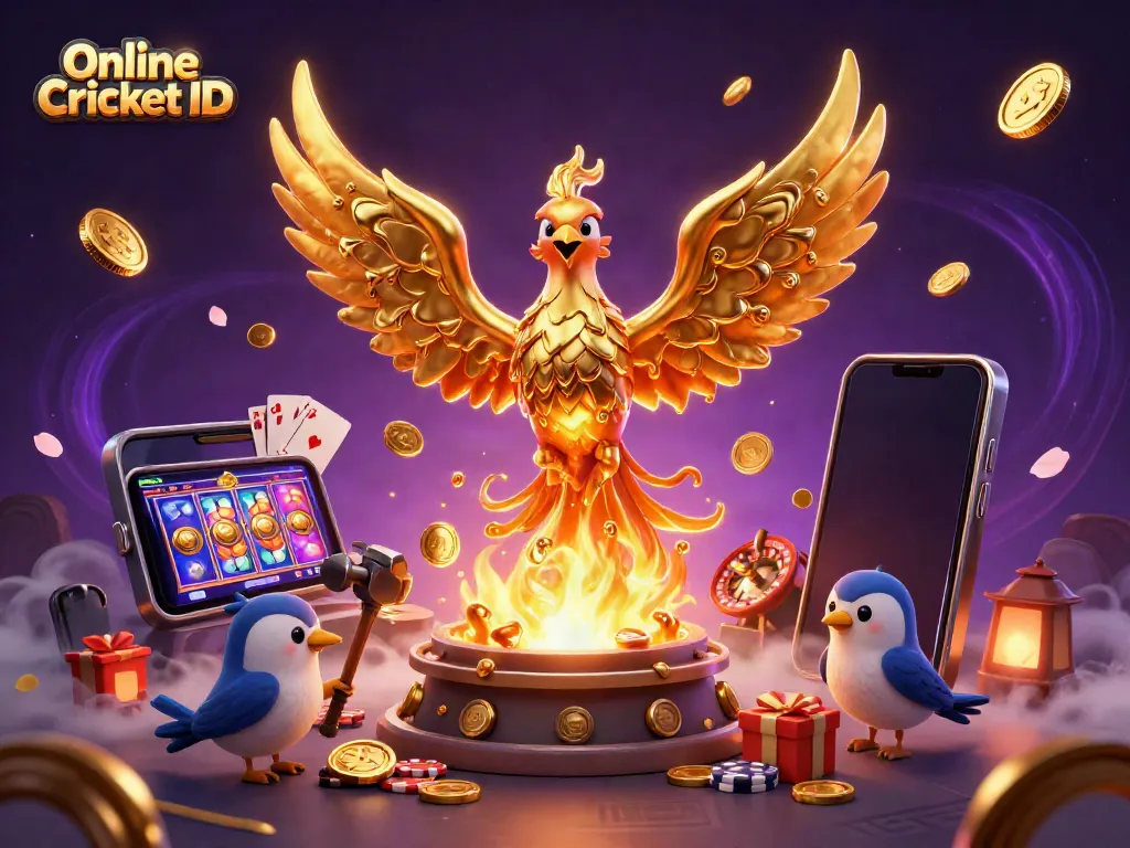 Engage with your Online Cricket ID for seamless betting, surrounded by dynamic gaming visuals.
