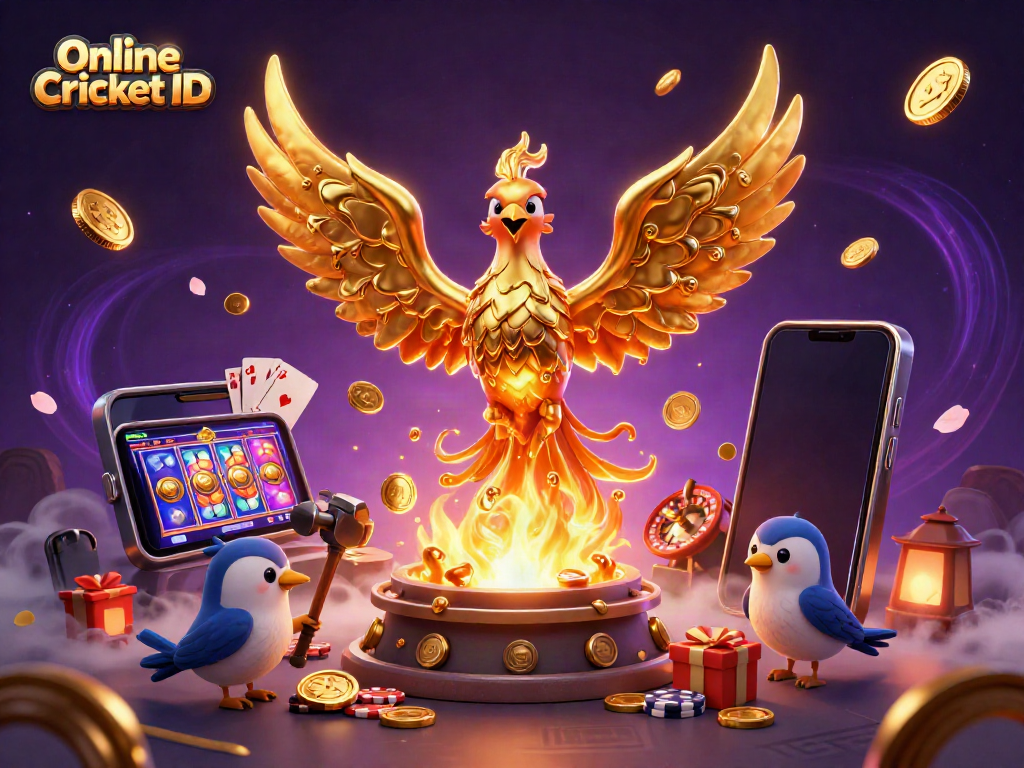 Engage with your Online Cricket ID for seamless betting, surrounded by dynamic gaming visuals.