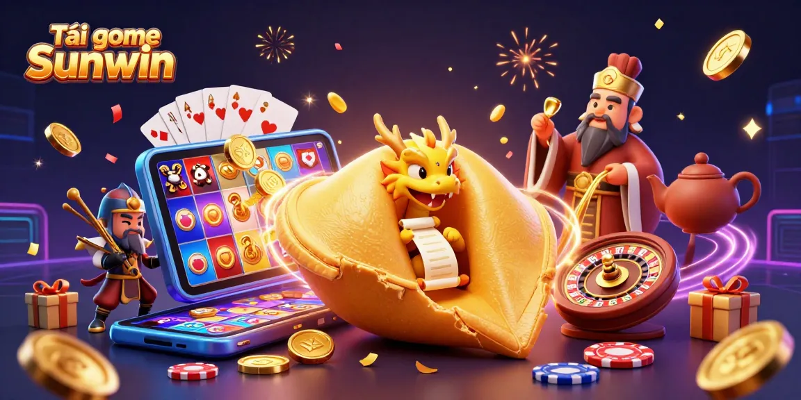 Play Tải game Sunwin with 3D fortune cookie characters and vibrant casino elements.