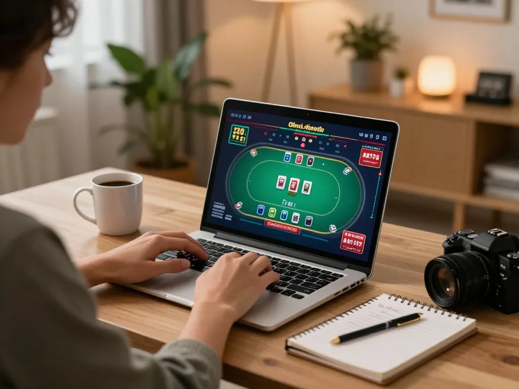 Engaging online poker gameplay at home using f8betlv, showcasing strategic betting and personal comfort.